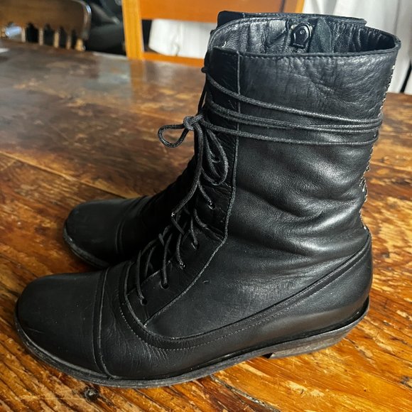 Calleen Cordero -Black Leather Boots Back Chrome stud detail boots - Picture 4 of 7